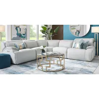 Livata Gray Leather 8 Pc Dual Power Reclining Sectional Living Room