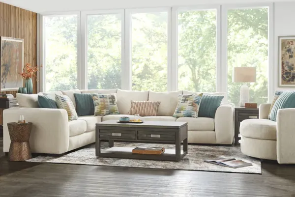 Brookeville White 5 Pc Sectional Living Room
