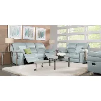 Vercelli Aqua Leather 7 Pc Living Room with Reclining Sofa