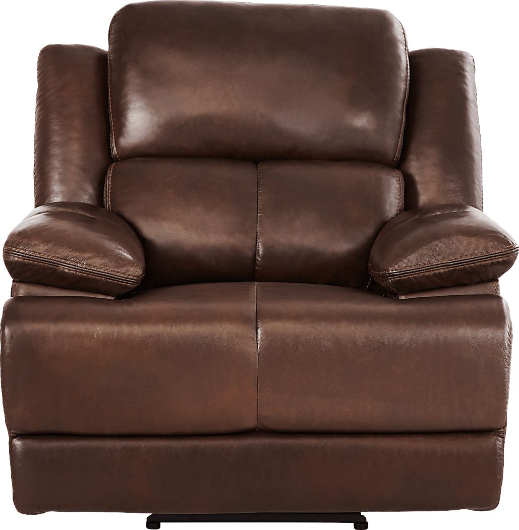 Montefano Brown Leather 8 Pc Living Room with Reclining Sofa
