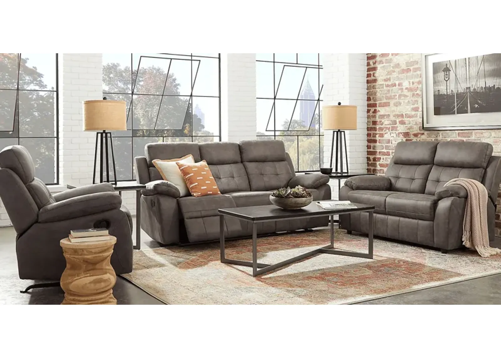 Hanton Heights Slate 3 Pc Living Room with Reclining Sofa