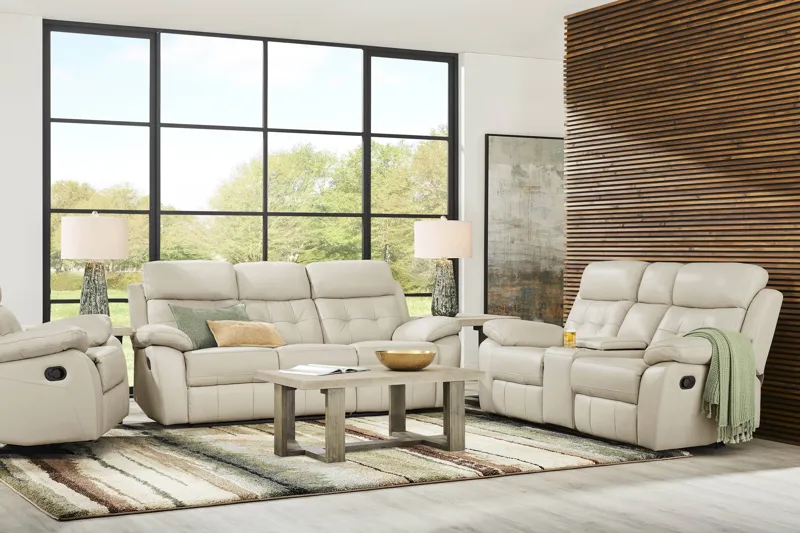Antonin Beige Leather 7 Pc Reclining Living Room