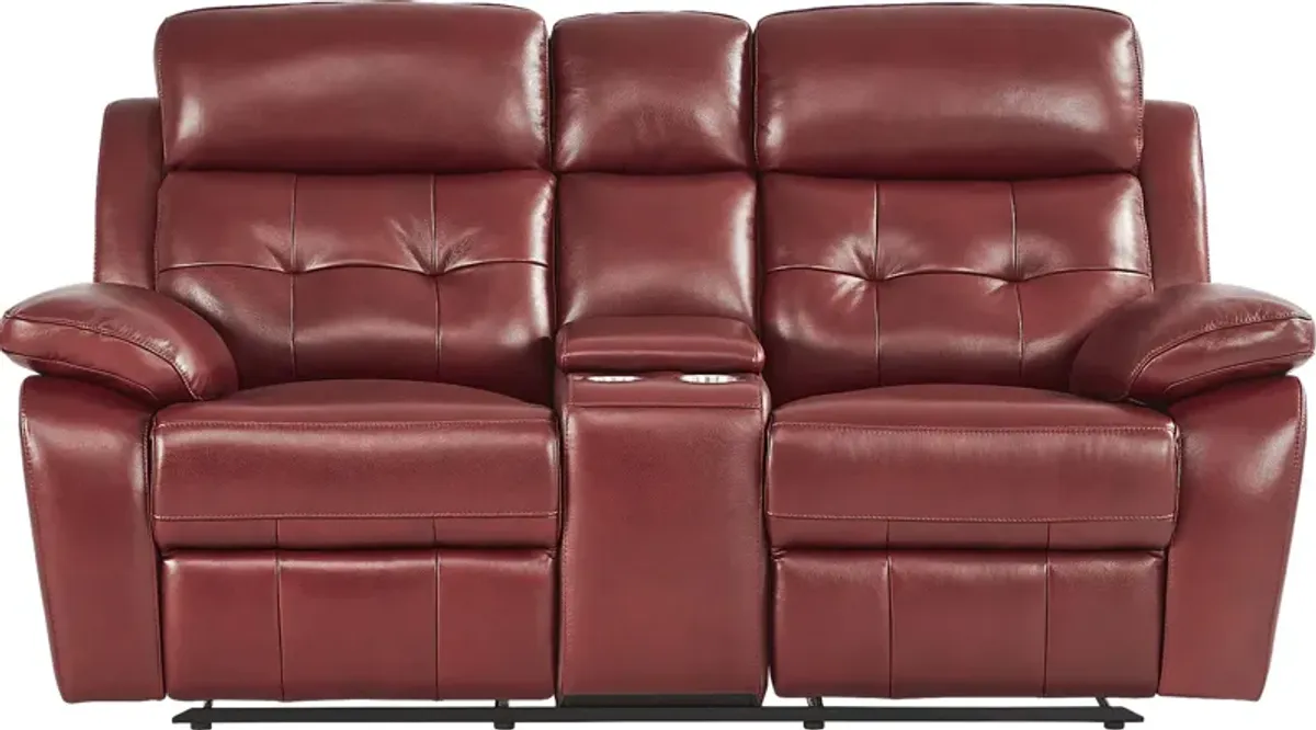 Antonin Red Leather 7 Pc Reclining Living Room