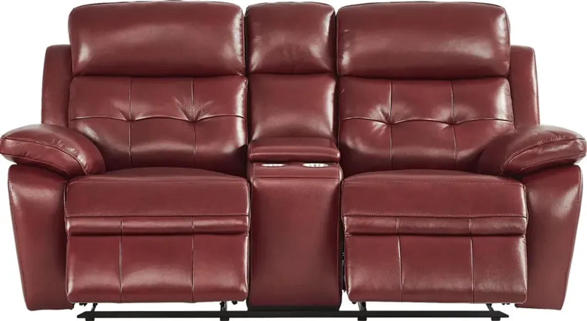 Antonin Red Leather 7 Pc Reclining Living Room