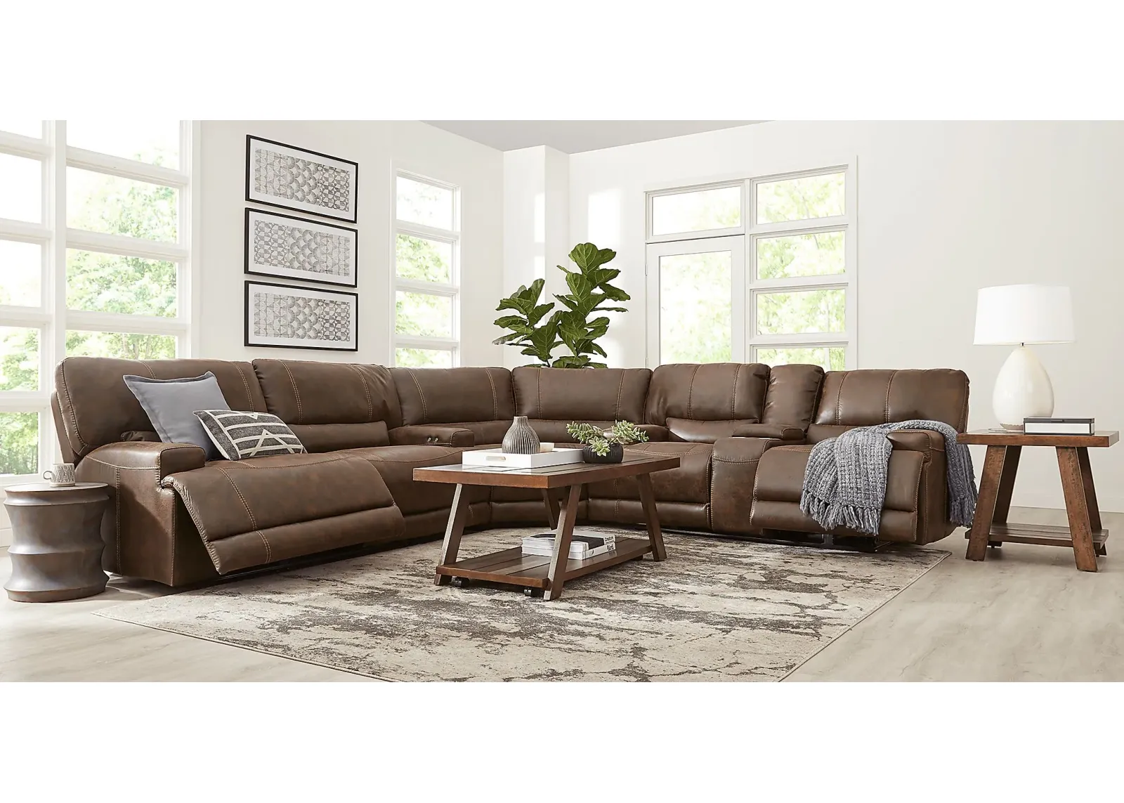 Warrendale Chocolate 4 Pc Power Reclining Sectional Living Room