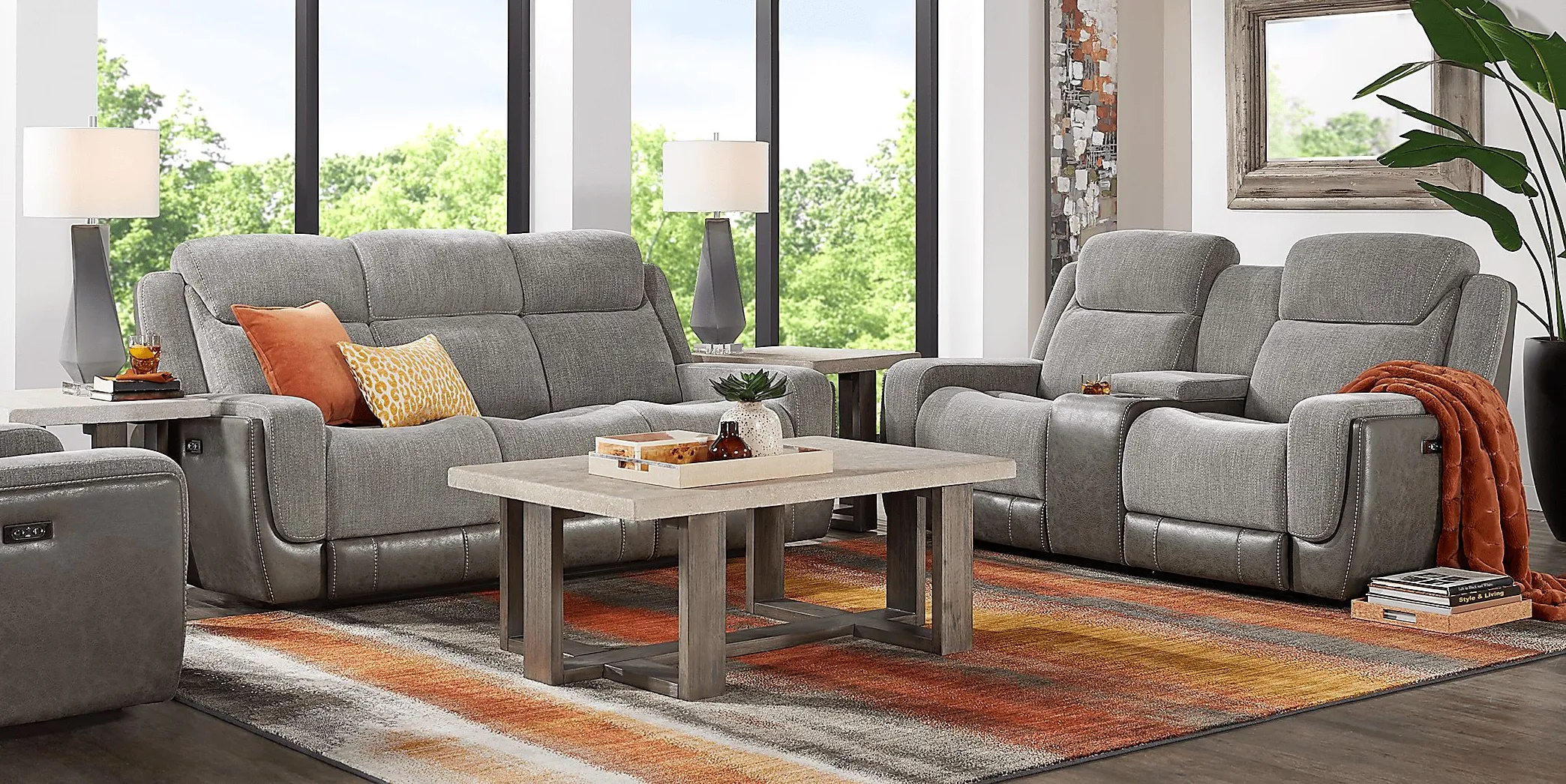 State Street Gray 3 Pc Dual Power Reclining Living Room