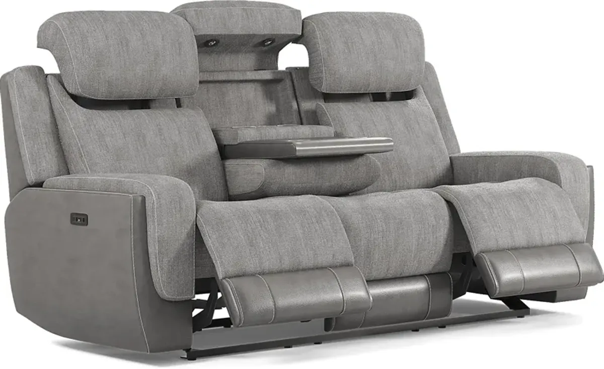 State Street Gray 3 Pc Dual Power Reclining Living Room