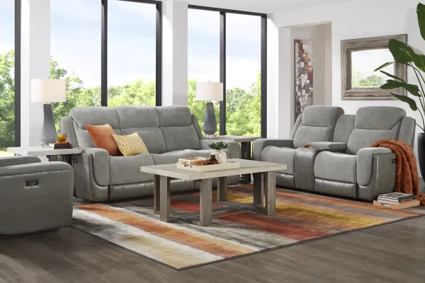 State Street Gray 3 Pc Dual Power Reclining Living Room