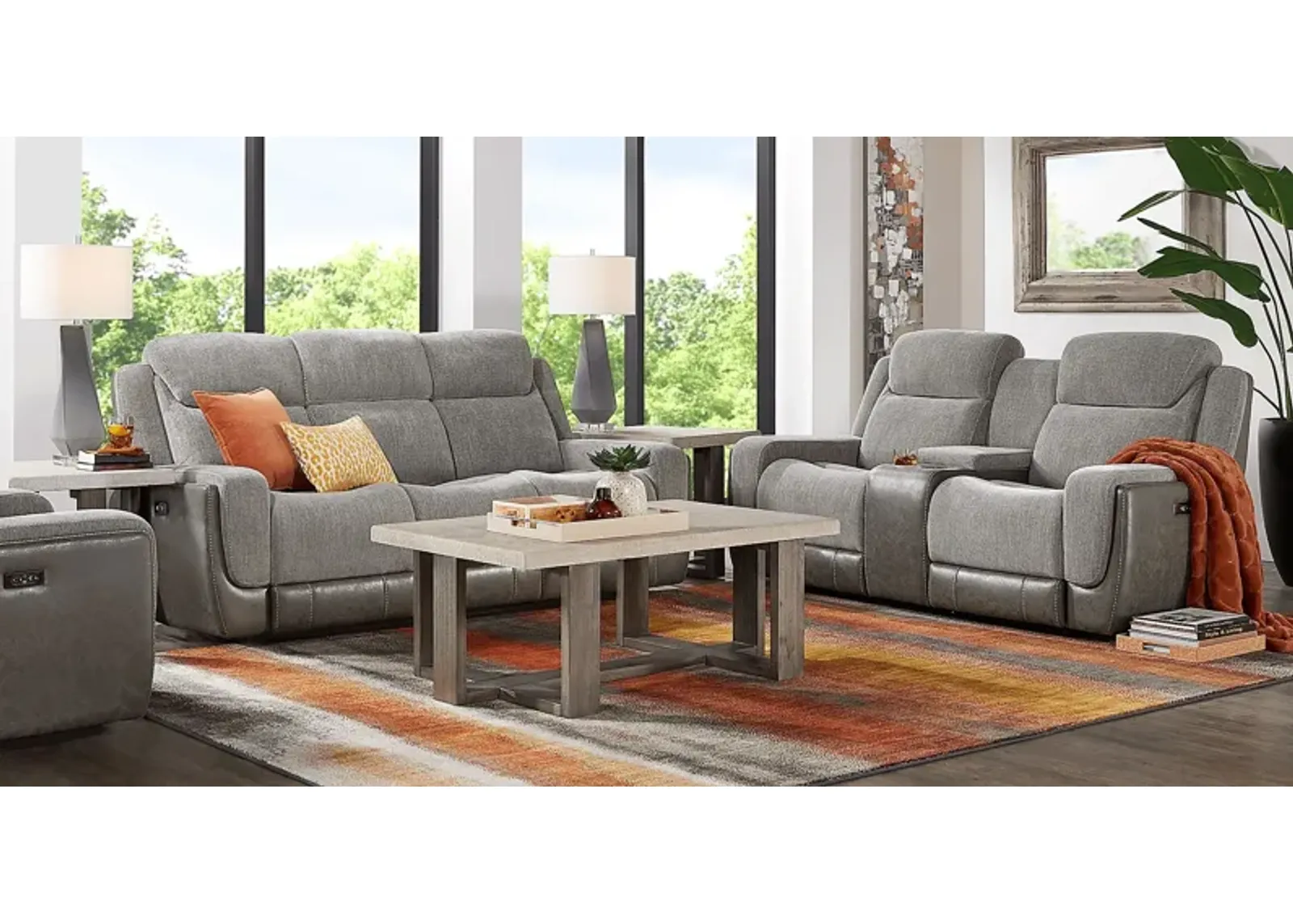 State Street Gray 3 Pc Dual Power Reclining Living Room