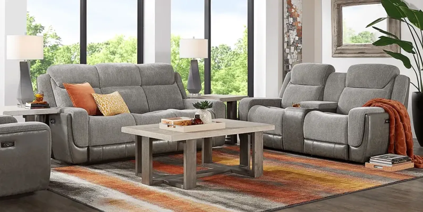 State Street Gray 3 Pc Dual Power Reclining Living Room