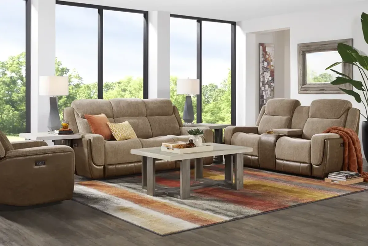 State Street Camel 3 Pc Dual Power Reclining Living Room