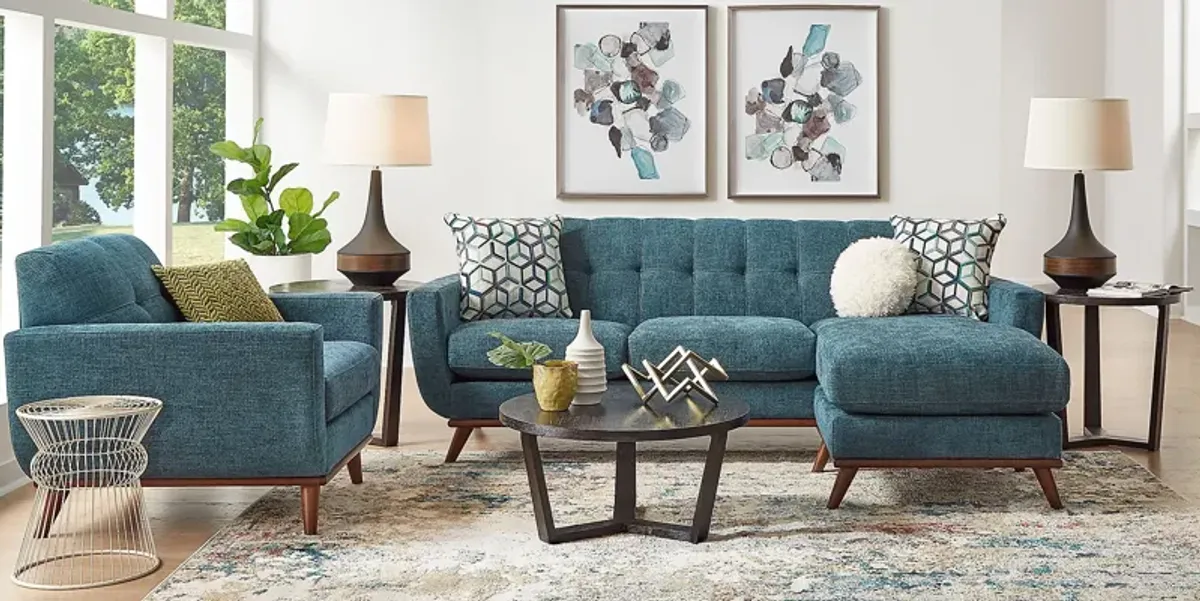 East Side Teal Chaise Sofa