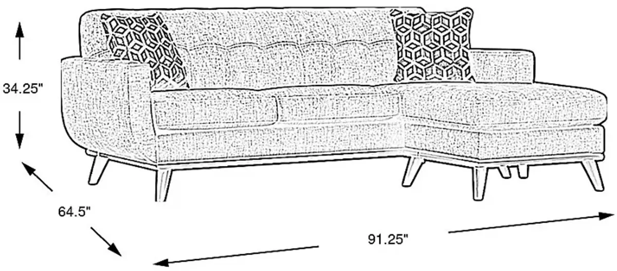 East Side Teal Chaise Sofa