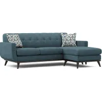 East Side Teal Chaise Sofa