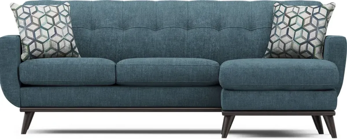 East Side Teal Chaise Sofa