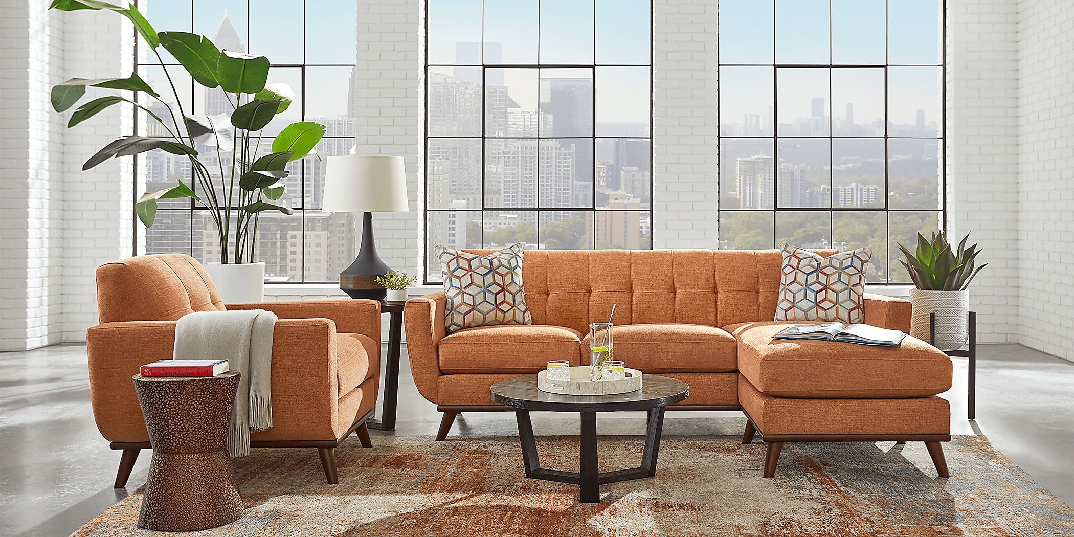East Side Russet Chaise Sofa