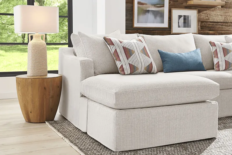 Aberlin Court Beige Polyester Fabric 3 Pc With Chaise Right Arm Sectional - Rooms  To Go