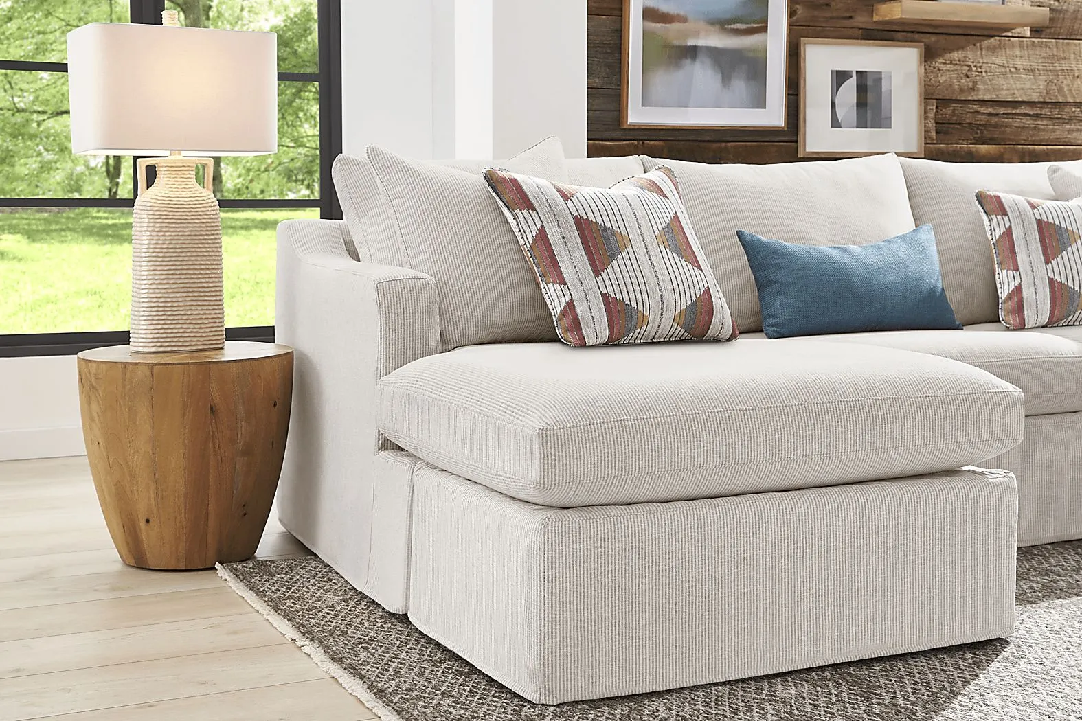 Aberlin Court Beige Polyester Fabric 3 Pc With Chaise Right Arm Sectional - Rooms  To Go