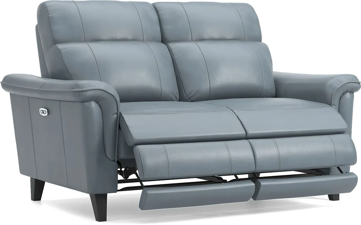 Avezzano Blue Leather 3 Pc Dual Power Reclining Living Room