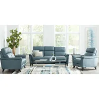 Avezzano Blue Leather 3 Pc Dual Power Reclining Living Room