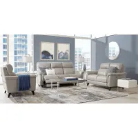 Avezzano Stone Leather 3 Pc Living Room with Dual Power Reclining Sofa