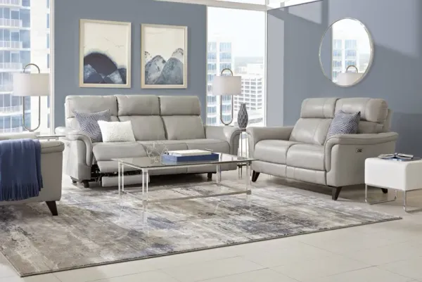 Avezzano Stone Leather 3 Pc Living Room with Dual Power Reclining Sofa