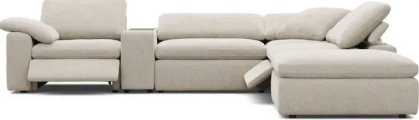 The Flow Gray 6 Pc Dual Power Reclining Sectional with Console