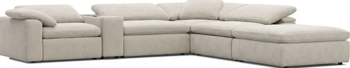 The Flow Gray 6 Pc Dual Power Reclining Sectional with Console