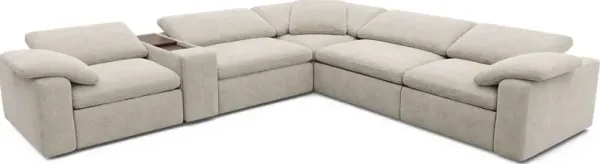 The Flow Gray 6 Pc Dual Power Reclining Sectional with Console