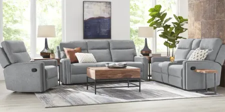 Davis Bay Gray 3 Pc Living Room with Dual Power Reclining Sofa