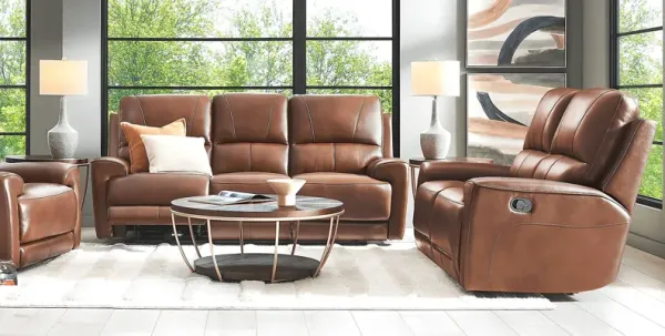 Fremont Brown Leather 8 Pc Living Room with Dual Power Reclining Sofa