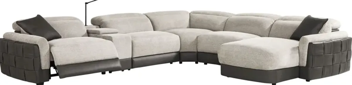 Seneca Falls Gray 6 Pc Dual Power Reclining Sectional