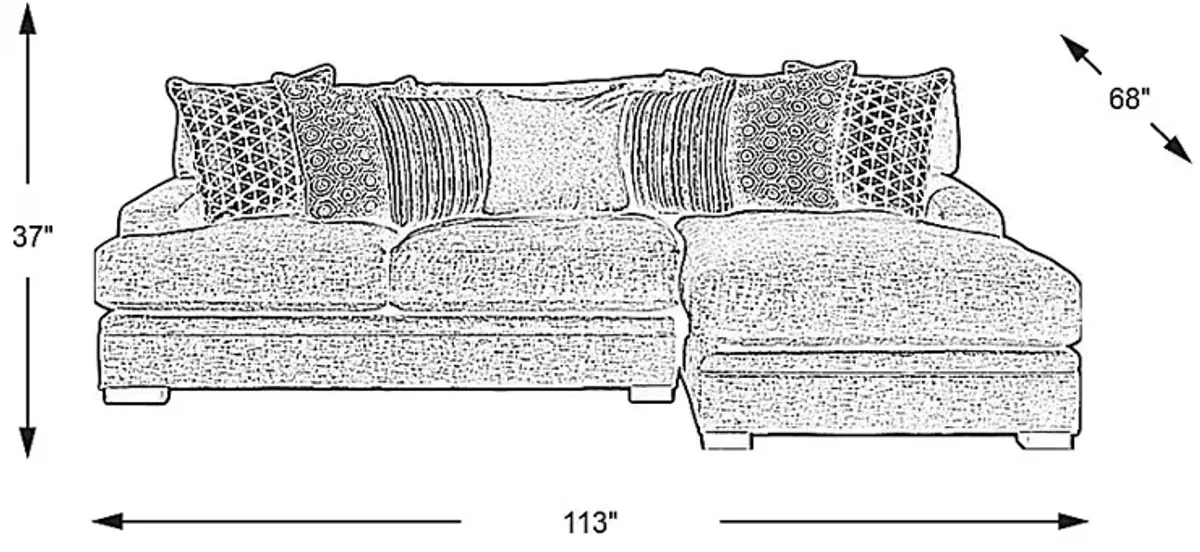 Palm Springs Silver 2 Pc Sectional