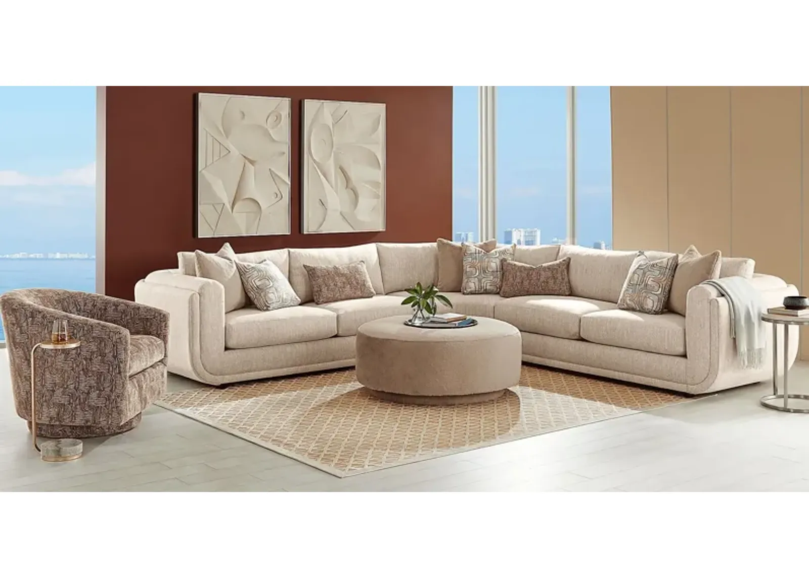 Wexley Beige 6 Pc Sectional Living Room