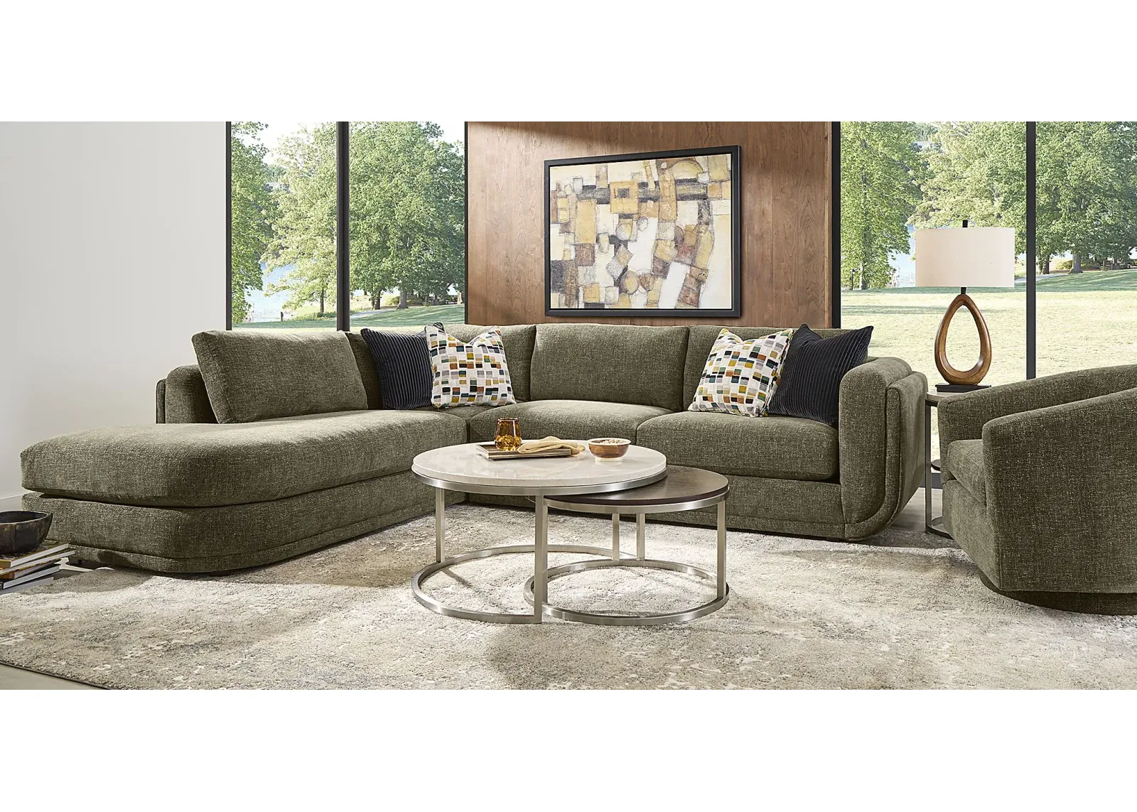 Laguna Hills Olive 5 Pc Sectional Living Room