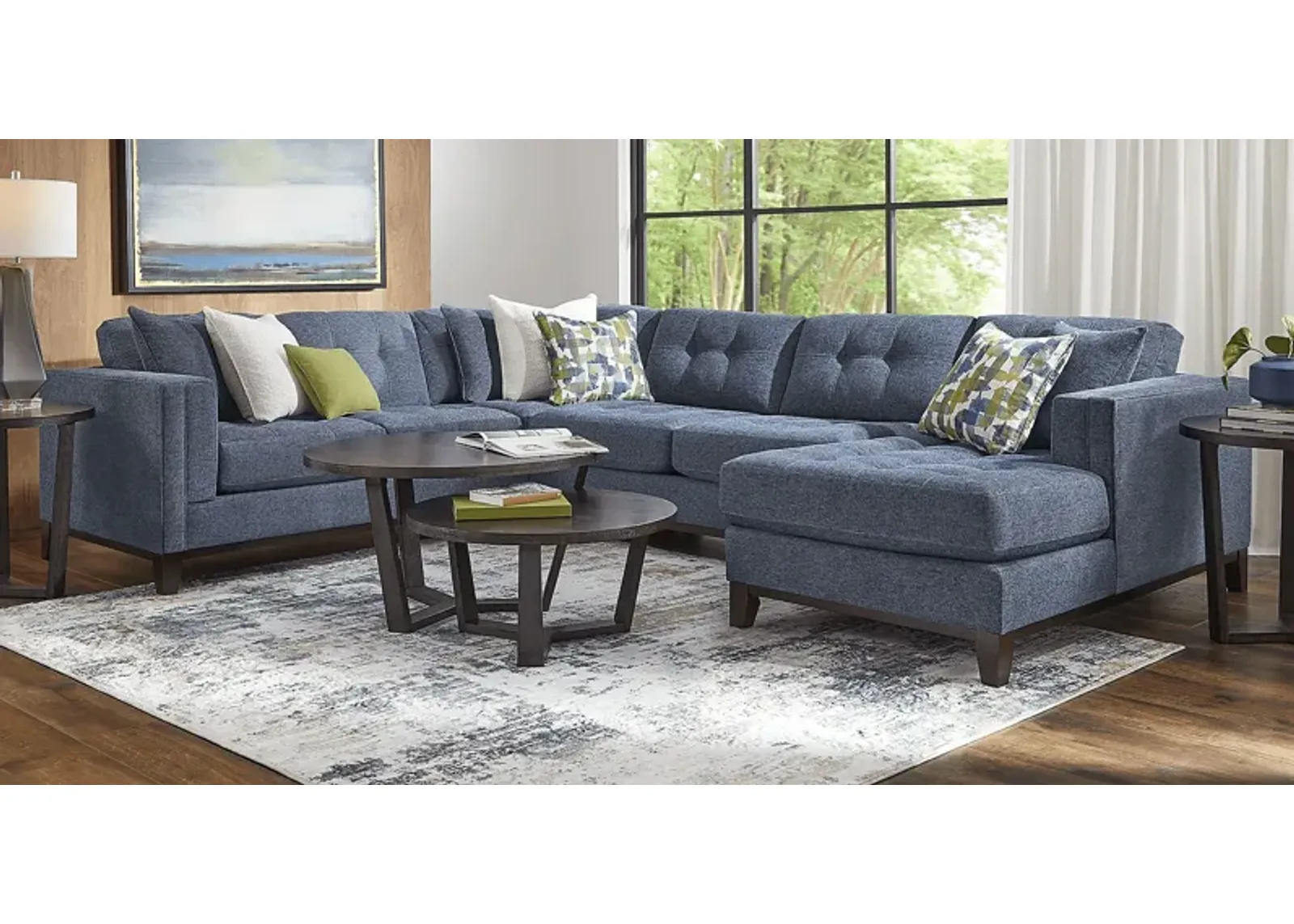 Chatham Navy 6 Pc Sectional Living Room