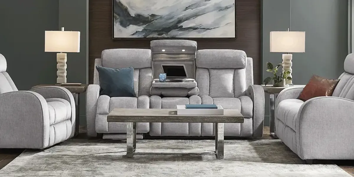 Copperfield Gray 7 Pc Living Room with Dual Power Reclining Sofa