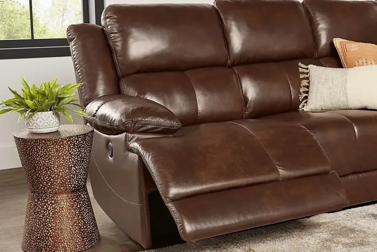 Montefano Brown Leather 5 Pc Reclining Living Room