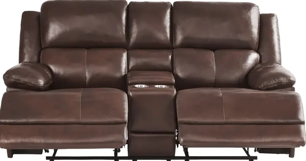 Montefano Brown Leather 5 Pc Reclining Living Room