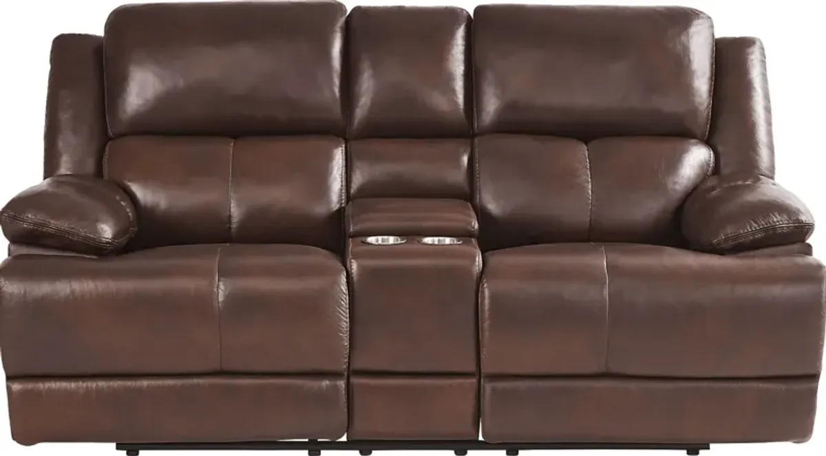 Montefano Brown Leather 5 Pc Reclining Living Room