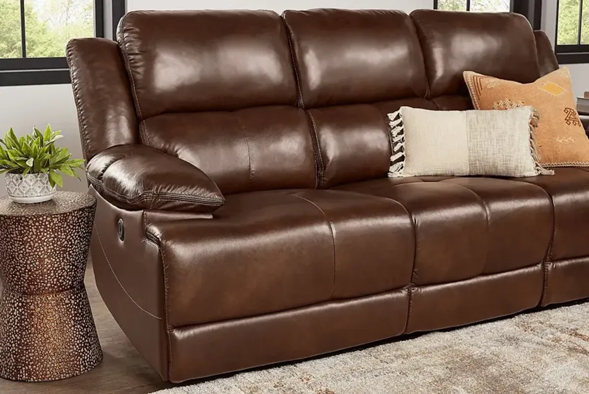 Montefano Brown Leather 5 Pc Reclining Living Room