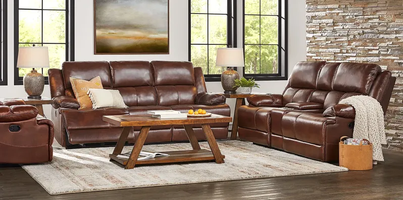 Montefano Brown Leather 5 Pc Reclining Living Room