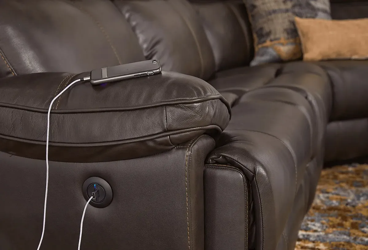 West Valley Brown 6 Pc Leather Power Reclining Sectional