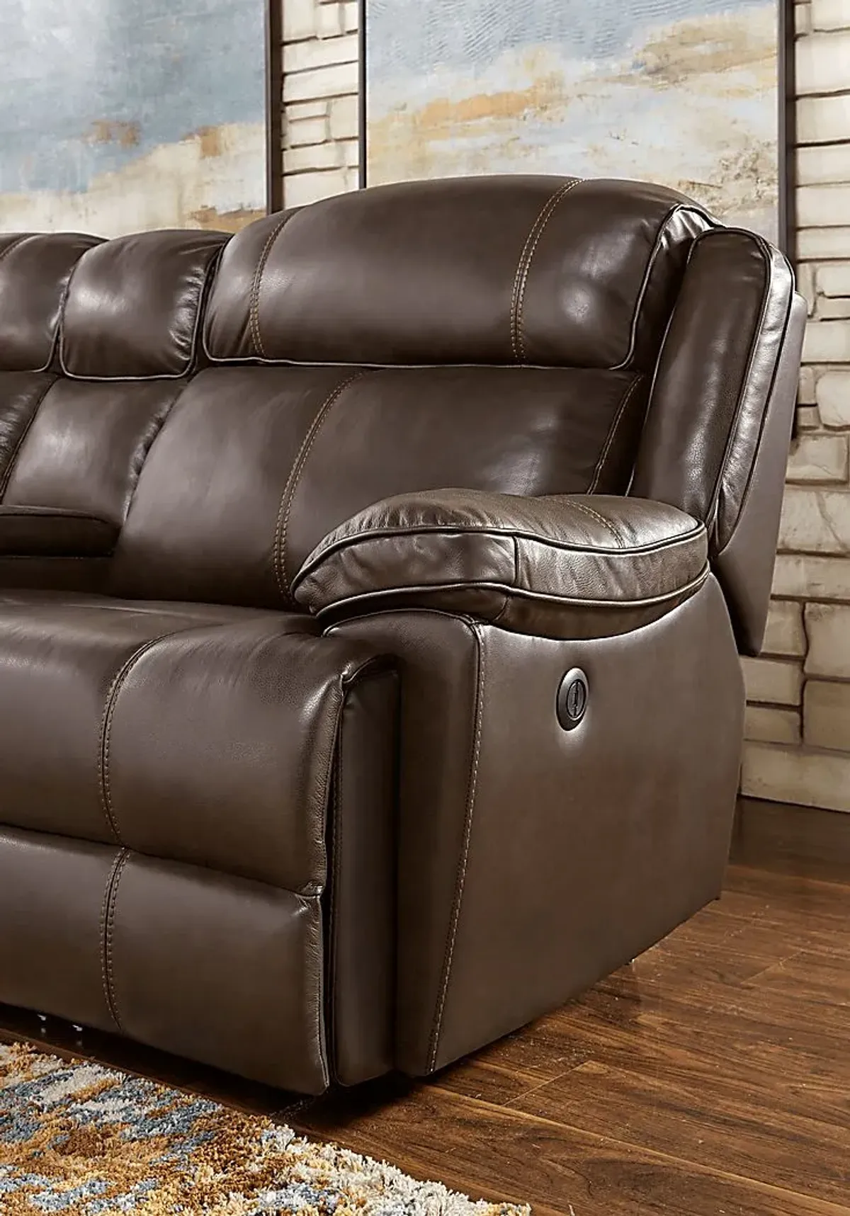 West Valley Brown 6 Pc Leather Power Reclining Sectional