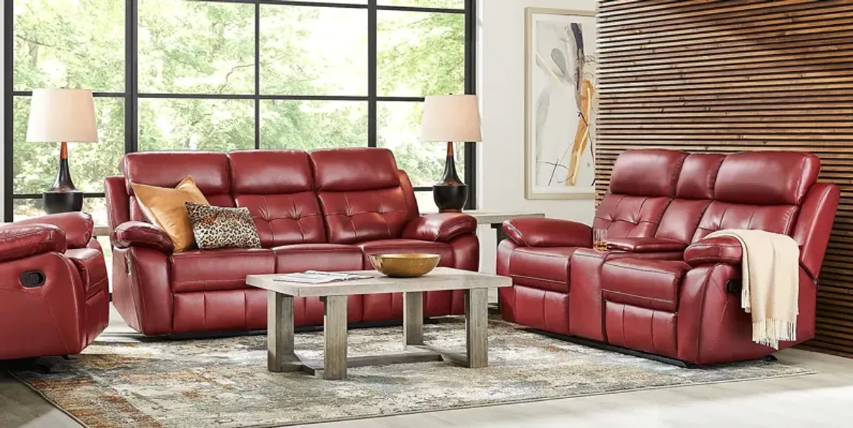 Antonin Red Leather 8 Pc Reclining Living Room