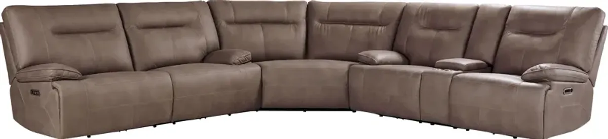 Barton Brown 6 Pc Dual Power Reclining Sectional Living Room