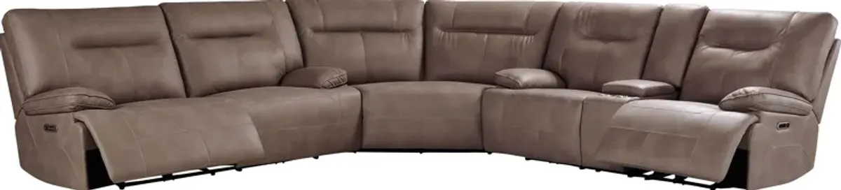 Barton Brown 6 Pc Dual Power Reclining Sectional Living Room