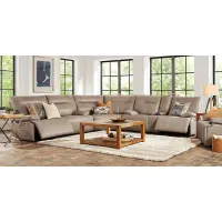 Barton Taupe 6 Pc Dual Power Reclining Sectional Living Room