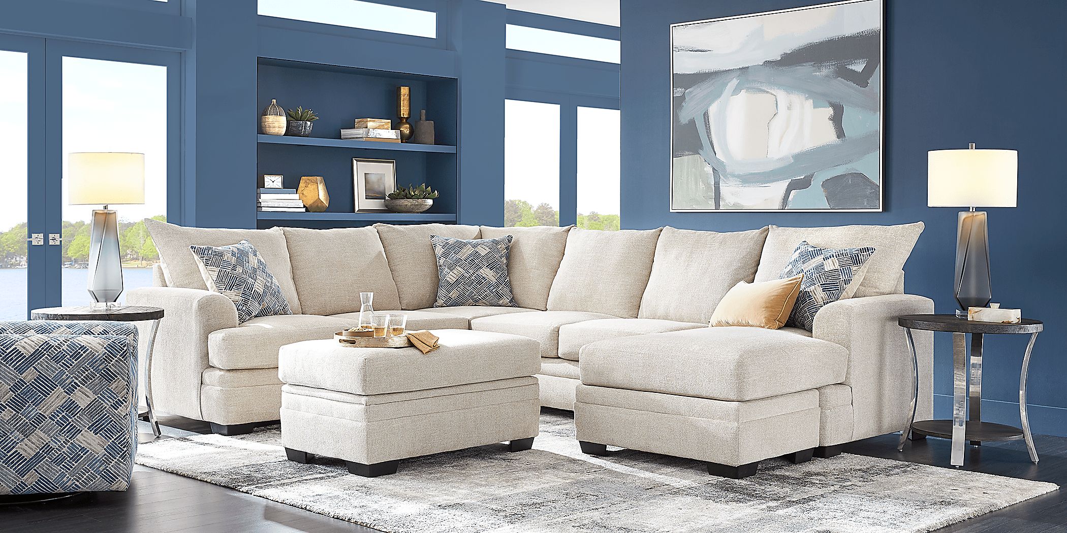 Copley Court Parchment 3 Pc Sectional Living Room