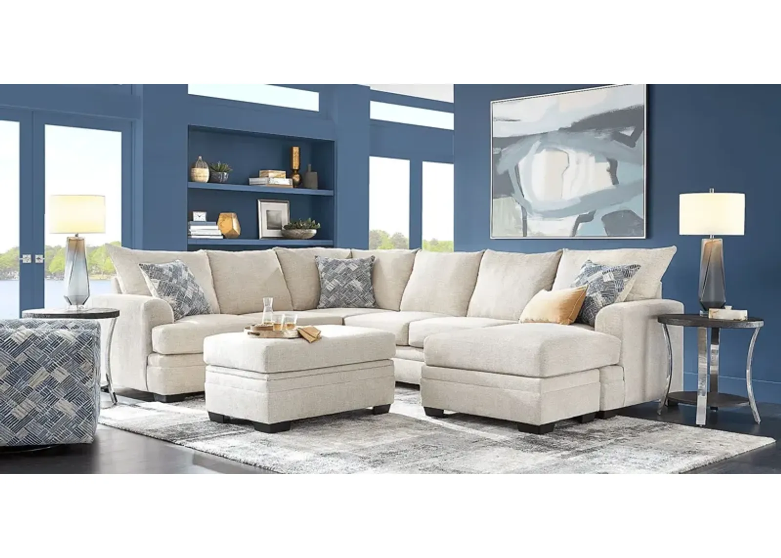 Copley Court Parchment 3 Pc Sectional Living Room